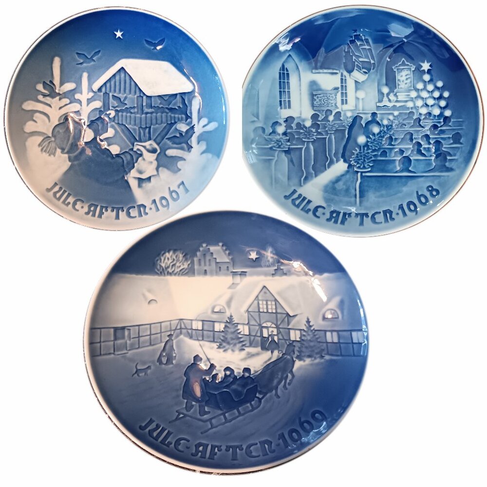 3 Set Vintage Bing and Grondahl Jule After Decorative Christmas Porcelain Plates